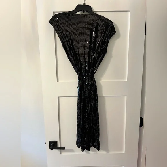 Michael Kors Black Sequin Wrap Dress (Size: M) - Picture 5 of 8